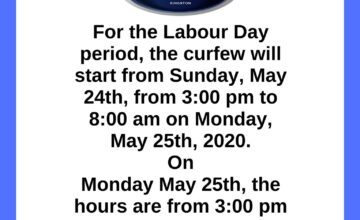 Islandwide Nightly Curfew Restrictions for Labour Day Period