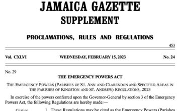 Gazetted Emergency Powers (Parishes of St Ann and Clarendon and Specified Areas of the Parishes of Kingston and St. Andrew) Regulations February 15, 2023
